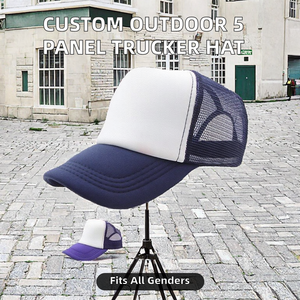 Casquette de camionneur en maille à 5 panneaux, logo personnalisé, vente en gros, éponge, été, plage, hip-hop, sport - Product Image 2
