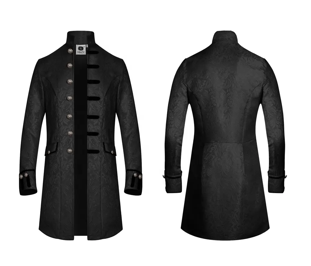 H&ZY Herren Steampunk mittelalterliche Vintage-Jacke Halloween Cosplay Kostüm retro-Gothisch viktorianischer Frock-Mantel Weihnachtsuniform