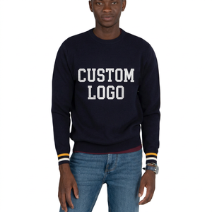 <b>Navy</b> <b>Women's</b> Crew Neck Sweatshirt With Contrast Ribbed Trim And Front Custom Logo - Product Image 3