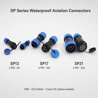 Connecteur aéronautique en laiton DIN étanche IP68 SP21, 2, 3, 4, 5, 7, 9 broches, prise mâle/femelle, 30A CE