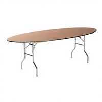 Table de banquet ovale pliante en bois de 96 pouces de long avec un design moderne pour les événements et les fêtes - Mobilier de restaurant