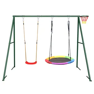 High Quality Outdoor Garden Double Child Metal Frame Swing