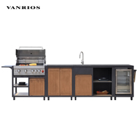 VANRIOS KC-14B Hôtel Restaurant Commercial Grill Island BBQ Armoire moderne Modulaire en aluminium Étanche Ensemble de cuisine extérieure