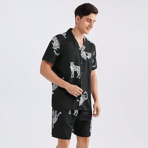 <span class=keywords><strong>Pigiama</strong></span> Estivo da <span class=keywords><strong>Uomo</strong></span> con Maniche Corte e <span class=keywords><strong>Pantaloncini</strong></span>, Abbigliamento Casual per Casa, Sleepwear Personalizzato in Raso - Product Image 5