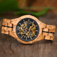 Montre mécanique squelette de luxe DODO DEER 2026, style vintage, en bois d'olivier et acier inoxydable, 47 mm, 24 mm, résistante à l'eau, avec aiguilles
