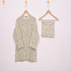 Ensemble de pyjama imprimé floral uni - Vêtements de nuit en coton artisanal, pyjama d'été bohème pour femmes et vêtements de détente, cadeau - Product Image 1