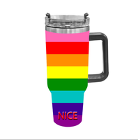 Gobelet isotherme en acier inoxydable de 40 oz, thème personnalisé Arc-en-ciel (version Lavande), pour les trajets quotidiens en voiture, les pique-niques à la plage et le camping