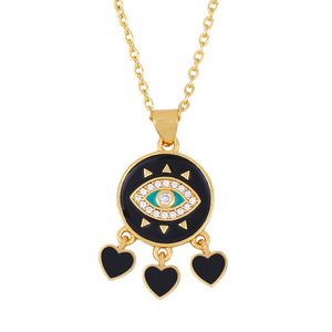 Collar con Colgante <span class=keywords><strong>de</strong></span> Ojo <span class=keywords><strong>de</strong></span> Fátima y Corazón Esmaltado para Niñas, Chapado en <span class=keywords><strong>Oro</strong></span> <span class=keywords><strong>de</strong></span> 18k, Venta al <span class=keywords><strong>por</strong></span> <span class=keywords><strong>Mayor</strong></span> - Product Image 4