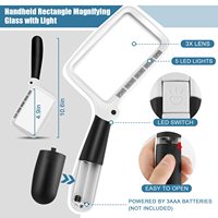 3X Rectangular Foldable LED Reading Magnifier for Seniors, Low Vision & Farsighted Users