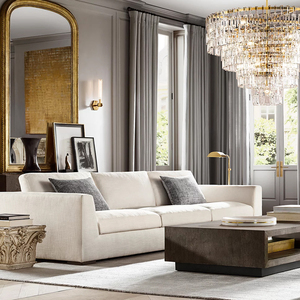 Divano a Due Posti RH <span class=keywords><strong>MODENA</strong></span> con Braccioli Affusolati e Tre Cuscini, Rivestimento in Tessuto Bianco, Arredamento Moderno di Lusso per Soggiorno - Product Image 1
