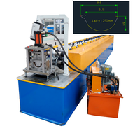Machine de formage à rouleaux pour gouttières demi-circulaires, pour la production de gouttières de toiture et de descentes d'eau pour systèmes de récupération des eaux pluviales
