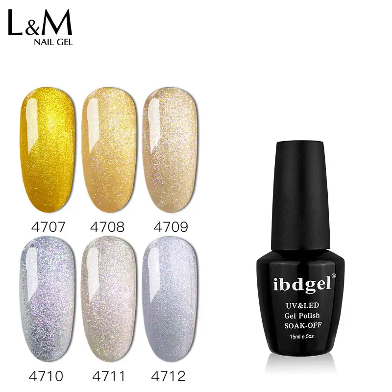 L&M nail polish factory ibdgel brand brilliant gold silver wholesale uv gel nail polish