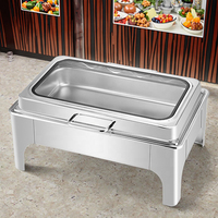 Nouveau Chauffe-Plat Rectangulaire en Acier Inoxydable pour Buffet, avec Couvercle Visible – Réchaud Professionnel pour Hôtels, Restaurants, Traiteurs