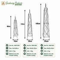 Klassischer Art-Deco Schwarzer Eisen Geometrischer Obelisk Pflanzenstütze Pulverbeschichtet Rostfrei Wetterfest Robust Umweltfreundlich Garten