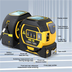 Mètre <span class=keywords><strong>laser</strong></span> industriel 3-en-1, ruban à mesurer numérique professionnel étanche IP54, mesure de surface et de volume, télémètre 2mm - Product Image 1