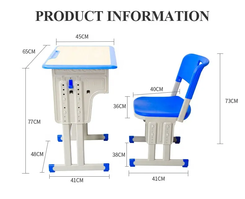 Silla y silla de aula moderna, escritorio de estudiante ajustable en altura, juego de mesa y sillas de escuela primaria