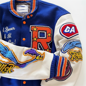 Chenille Patches Varsity Vestes Broderie Streetwear Manches En Cuir Hiver Hommes Collège Baseball Varsity Vestes Chenile Logos - Product Image 2