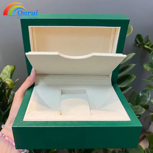 Boîte à montre en cuir PU vert de luxe, boîte cadeau rigide haut de gamme pour une seule montre mécanique - Product Image 2