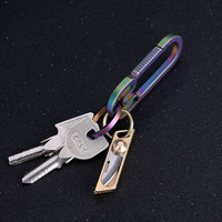 Couteau EDC compact en laiton, mini-lame rétractable 7Cr, porte-clés, coupe-bordures de poche pour le camping, la randonnée, cadeau