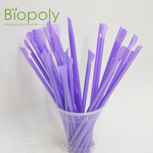 Paille cuillère en plastique PLA PP colorée Offre Spéciale Eco biodégradable de diamètre 6mm pour boire du thé au lait - Product Image 2