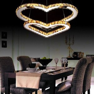 Đèn CHÙM PHA LÊ hình trái tim-Thiết kế vòng đôi <span class=keywords><strong>Led</strong></span> 3 màu nhiệt độ mờ ánh sáng lãng mạn cho phòng ngủ phòng khách - Product Image 3