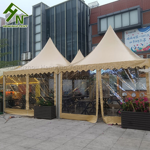 Gazebo a Pagoda 4x4m <span class=keywords><strong>Marrone</strong></span> <span class=keywords><strong>Beige</strong></span> Impermeabile in PVC per Esterni, Ideale per Caffetterie o Negozi - Product Image 3
