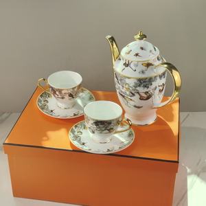 Ensemble à café en porcelaine de la série Cookware Equator Jungle, service à thé minimaliste, kit de tasses, céramique occidentale, porcelaine osseuse - Product Image 2