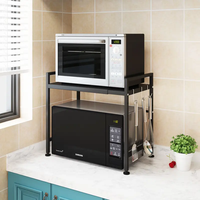 Étagère de rangement noire autoportante pour four à micro-ondes, supports de rangement multifonctionnels pour la cuisine, les îlots de cuisine, les chariots