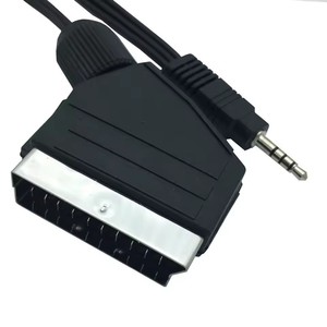Cable Scart de 21 pines, conector Scart a conector estéreo macho de 3,5 mm, <span class=keywords><strong>TV</strong></span> <span class=keywords><strong>Full</strong></span> <span class=keywords><strong>HD</strong></span>, blindaje múltiple, conector de precisión, cable de audio de 1,5 m/5 pies - Product Image 6