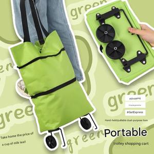 Portable Shopping Cart <b>Foldable</b> Grocery <b>Trolley</b> with Wheels Large Capacity for Travel Market and Daily Use - Product Image 4