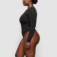 Body gainant grande taille à manches longues et dos nu, très élastique, effet ventre plat, sans coutures, en polyester pour femme adulte