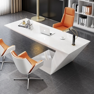 Gran oferta de pintura para hornear brillante de gama alta, muebles de oficina en forma de L, estilo nórdico, Color blanco, escritorio de oficina de madera moderno ejecutivo moderno - Product Image 1