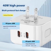 Chargeur Mural USB-C PD 20W à Charge Rapide pour iPhone 13 14 15 16 17 Pro Max, Adaptateur Secteur UK 40W avec Protection OTP et OVP