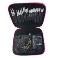 Tricot interchangeable métal plastique 13 pièces noir amovible circulaire tricot pro aiguilles ensemble pour tricoter à la main