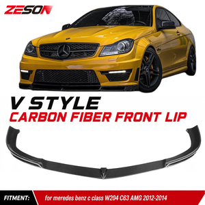 Spoiler avant en fibre de carbone de style V ZESON pour <span class=keywords><strong>Mercedes</strong></span> Benz <span class=keywords><strong>W204</strong></span> <span class=keywords><strong>C63</strong></span> <span class=keywords><strong>AMG</strong></span> 2012-2014 - Product Image 1