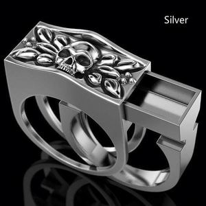 Anel Punk de Caveira para Homens em 4 Cores, Novo 2026, Tamanhos Grandes 6-13, Estilo Único e Moderno, Anéis Hip Hop Masculinos - Product Image 2