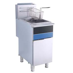 Friteuse professionnelle à gaz Kingbetter, double cuve en acier inoxydable, 400 mm de profondeur, 10 kW, certifiée CE, à double brûleur, pour friture - Product Image 6