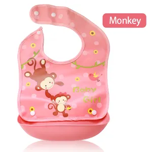 Aus gezeichneter Hersteller Monkey Baby Non Silicone Lätzchen Wasserdichtes Baby Lätzchen Abnehmbares Lätzchen
