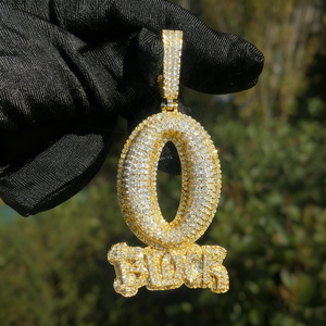 Custom Iced Out Brass Zircon O BLOCK Hip Hop Letter <strong>Name</strong> Pendant Necklace <strong>Chain</strong> 18k Gold Plated Fashion Jewelry Men Wholesale - Product Image 2