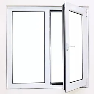 批发价格白色乙烯基框架平开窗UPVC窗户防水双钢化玻璃PVC窗户