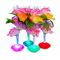 Centre de table en fleurs à LED à fibre optique s'illumine avec 3 piles AA incluses pour les fêtes, les luaus hawaïens, les mariages