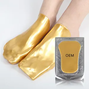 Wholesale Deluxe Collagen Aloe Vera Pedicure Hydrogel Moisturizing Cheapest 24K Golden Gold Foot Mask Hydrating