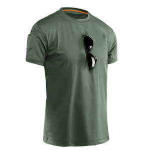 DFP905 Stock pour la vente en gros T-shirt d'été à col rond et manches courtes avec poche sur le bras et boucle de suspension pour lunettes sur la poitrine - Product Image 6