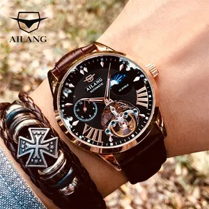 AILANG Qualità Tourbillon degli uomini di Uomini Della Vigilanza Moon Phase Automatico Orologi Meccanici Trasparente Steampunk <span class=keywords><strong>Orologio</strong></span> - Product Image 1