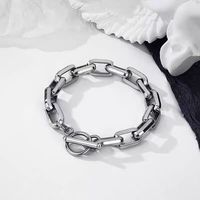 Bracelet chaîne trombone en acier inoxydable avec fermoir OT pour femmes et hommes, plaqué or 18 carats PVD, inaltérable, logo personnalisé, vente en gros OEM