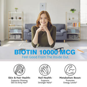 Personnalisation en usine sans gélatine 90 jours d'approvisionnement en biotine Gélules naturelles à la d-biotine Gélule alimente le métabolisme - Product Image 4