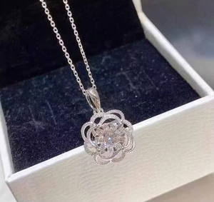 Offre Spéciale KYNL0372 3A Zircon pendentif collier pour femmes à la mode à la mode lame chaîne en laiton matériel numéro forme fleur motif - Product Image 6