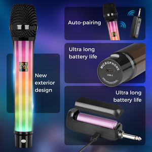 Nuevo Diseño WX2 Micrófono Inalámbrico Portátil Profesional de 2.4G con Luces LED, Alcance de 30m, de Plástico para Presentaciones - Product Image 2