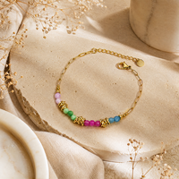 Pulsera Bohemia de Acero Inoxidable con Cuentas Multicolores para Mujer, Joyería de Playa Bohemia, Joyería de Acero Inoxidable Bohemia