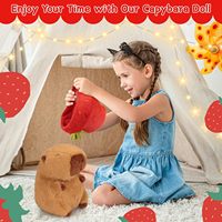 9.8 pouces Kawaii Capybara peluche doux brun Capybara animaux en peluche jouet en peluche avec chapeau de fraise cadeau pour les enfants